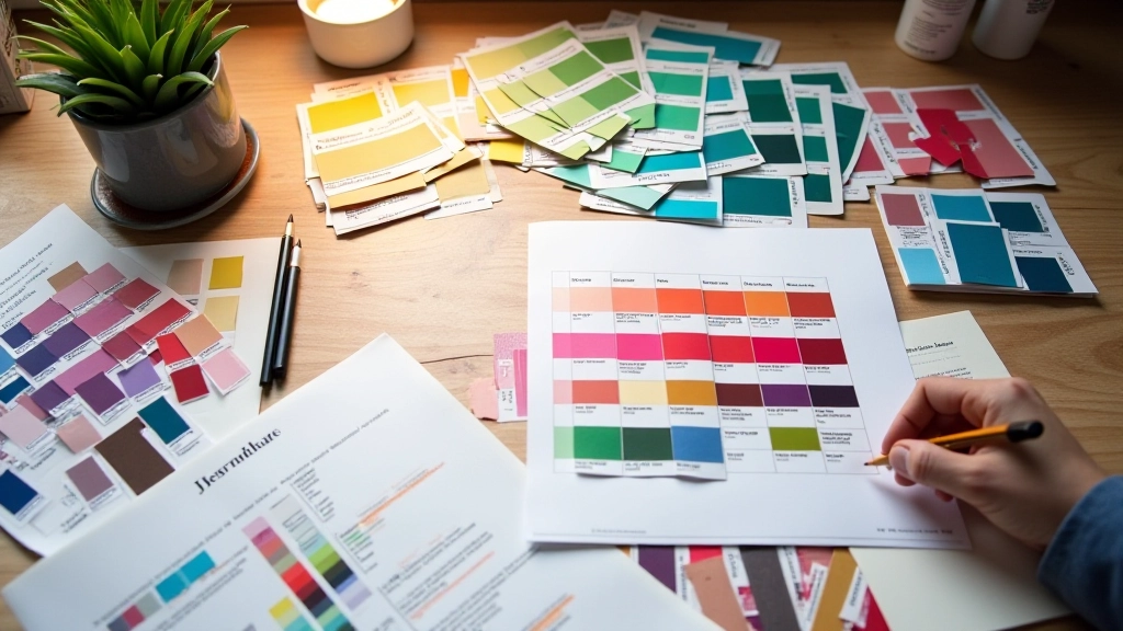 Palettes de couleurs affichées avec annotations de ratios de contraste pour chaque combinaison